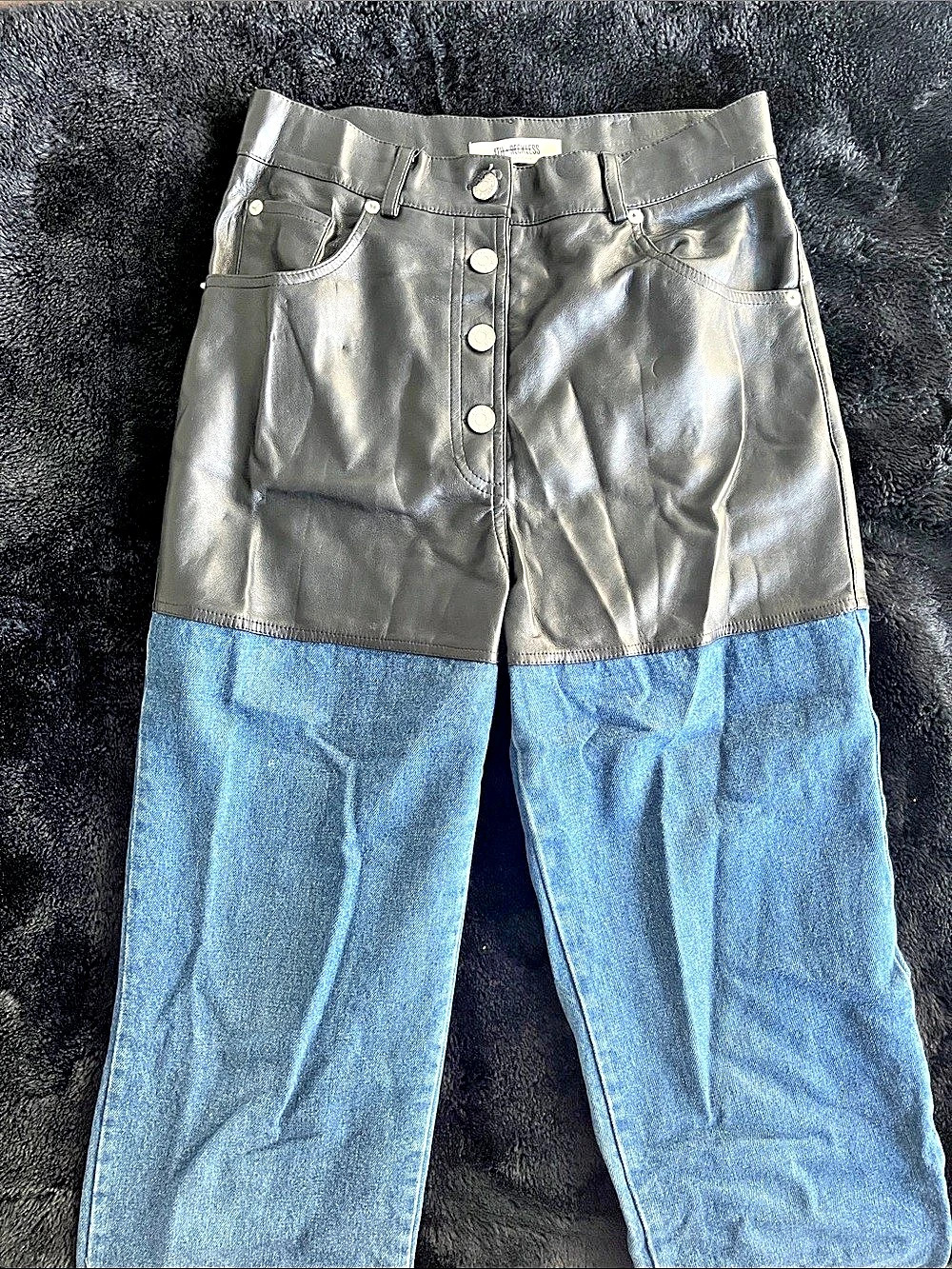 Color Block Wide Leg Pants in Black & Blue